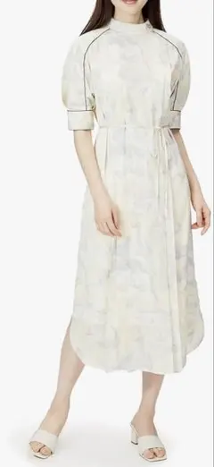 リリーブラウン　タイダイ　チャイナテイスト　ワンピース　サテン　パイピング