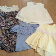 【美品】petit main トップス等5点セット 80　セットアップ　どれも美