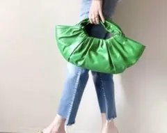 【定価14990円】ZARA レザー バケットハンドバッグ グリーン