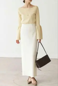 Noble ノーブル　コンフォートジャージーライクタイトスカート　36 ホワイト