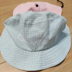 【ベネトン】キッズ用　水色＆ピンク　帽子　ハット 52㎝のサムネイル