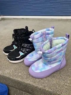 キッズ　スノーブーツセット（タイダイ・ブラック）20センチ、21センチ