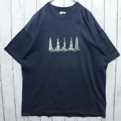 メンズXL【A品】90sUSA製ヴィンテージTシャツ紺1590