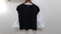 ZARA ザラ　ホワイト　ブラック　ブラウス　カットソー　オーバーサイズ