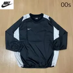 【美品】ナイキ nike 00s ナイロンプルオーバー　黒白　刺繍スウッシュ　L