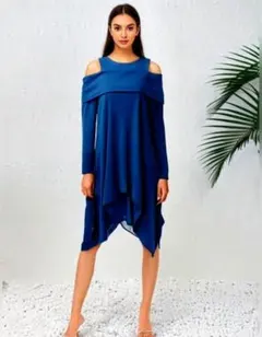 【値引き】オフショルダーアシンメトリックチュニック(肩だしチュニック長袖)