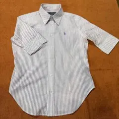 【美品良品】Ralph Lauren SPORTS 紫ストライプ 半袖シャツ