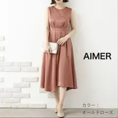 AIMER オールドローズ ノースリーブドレス ワンピース