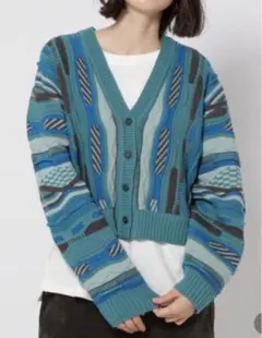 niko and... ヴィンテージライクアソート柄カーディガン　ショート　短丈
