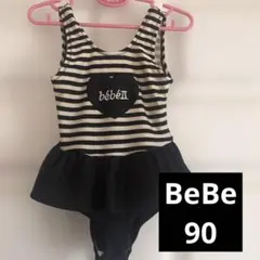 べべ　BeBe 水着　女の子　ストライプ柄 フリル付き ワンピース水着　　90