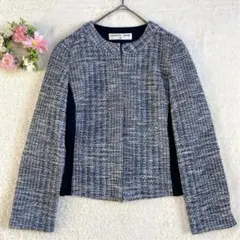 【美品】 クリスチャンオジャール ツイード ノーカラージャケット 7号 薄手のサムネイル