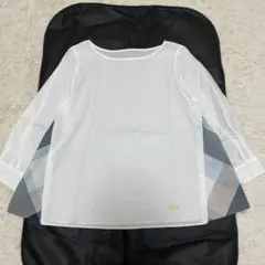 ブルーレーベルクレストブリッジ　シャツ　ブラウス　Aライン　金具　七分袖