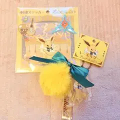 イーブイコレクション サンダース キーホルダー　刺繍ステッカー　2点セット