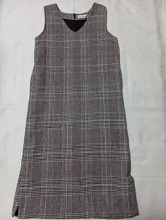 【SALE❗】チェック柄Vネックジャンパースカート M 秋冬