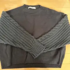 ZARA ブラック ケーブルニット 長袖セーター