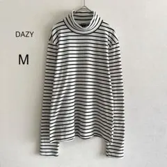 DAZY デイジー カットソー 長袖 リブ ボーダー ハイネック ホワイト Mのサムネイル