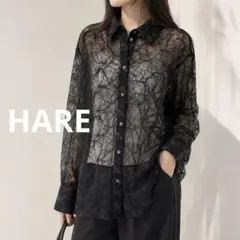 【美品】HARE アソートラメシアーガラシャツ ブラック F シアーシャツのサムネイル