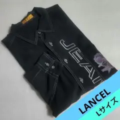 LANCEL ブラック メンズシャツ 長袖 テンセル 刺繍