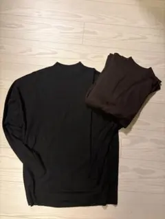 ユニクロU メリノブレンドモックネックセーター　黒茶2点セット