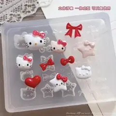 キティ ネイルパーツ シリコンモールド リボン ハート
