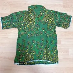 一点限り✨ペイズリー柄風 カジュアルシャツ 半袖　グリーン