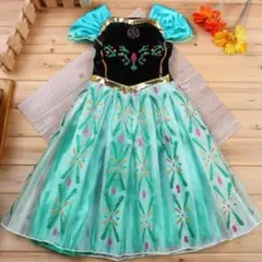 『100size』ディズニープリンセス 　アナドレス コスプレ 　キッズドレス