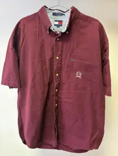 TOMMY HILFIGER 半袖シャツ ボルドー Lサイズ ビンテージのサムネイル