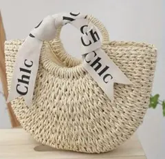 かごトートバッグＬ　ストローショルダーバッグ手提げバッグ　新品　夏　編みバッグ