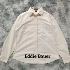 エディーバウアー シャツ ブラウス 長袖 アイボリー 無地 M 綿ベーシック