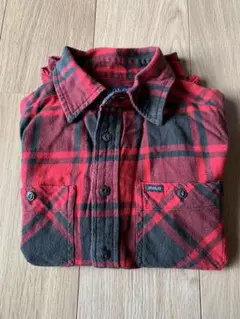 POLO 赤黒チェック 長袖シャツ　140