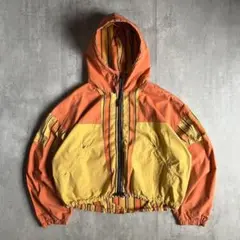 【80s vintage】ジップパーカー　短丈　片爪　ボックスシルエット　古着