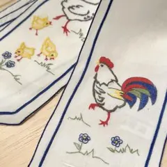 ヨーロッパヴィンテージ 刺繍テーブルランナー カーテンタッセル ギフトリボン2枚