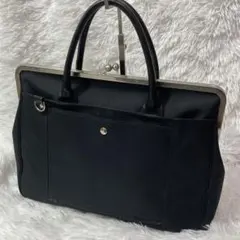 【美品】アヤノコウジ　ビジネスバッグ　2way がま口　肩掛け　底鋲　自立