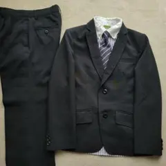美品☆BACK&FORTH フォーマルスーツ 5点 黒 ストライプ 150 男児 