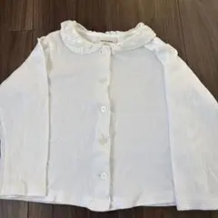 綿100 ホワイト 襟 長袖 ブラウス