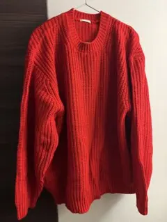 ローゲージ畦セーター(長袖) 未使用　RED XXL 赤