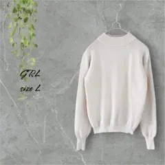 GRLニットトップス　セーター　リブハイネック　シンプルデザイン　無地　Lサイズ