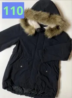 UNIQLO モッズコート 110 アウター　定番　ボア　ファーフード　黒　防寒