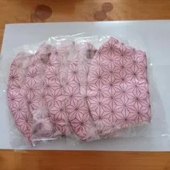 ハンドメイド 立体布マスク 5枚セット 麻の葉模様