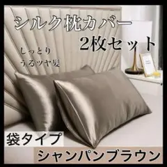 シルク 枕カバー シャンパンゴールド ピローケース 2枚 美髪 美肌 袋タイプ