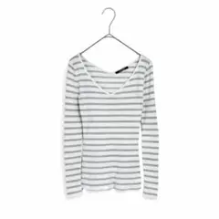 621⑤,ボーダー ラメ Vネック ニット