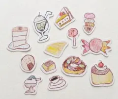 フレークシール風 6歳が描いた手描きイラストセット コラージュや手帳デコにも◎