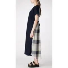 ブルーレーベルクレストブリッジ バックシャン チェックシースルーボイルワンピース