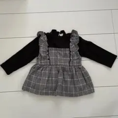 petit main チュニック　黒チェック　千鳥柄　90 ぺプラム