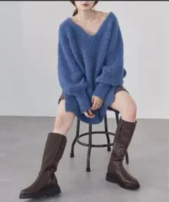 kastane カスタネ　メランジVあきニットプルオーバー