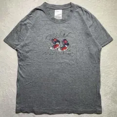 【F2862】NIKE　00’s スニーカーロゴTシャツ　サイズM　グレー