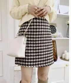 千鳥柄台形ミニスカート