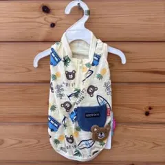 ［72］クマとバス柄 犬服イエロー3号