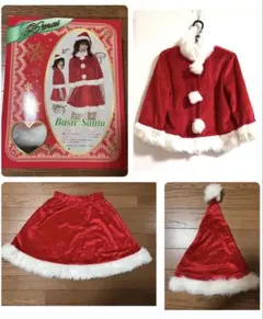 サンタクロース コスチューム 3点セット 帽子・上着・スカート クリアストーン