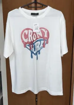【新品未使用タグ付き】GORGE ハートラメ発泡Tシャツ　白Tシャツ FREEのサムネイル
